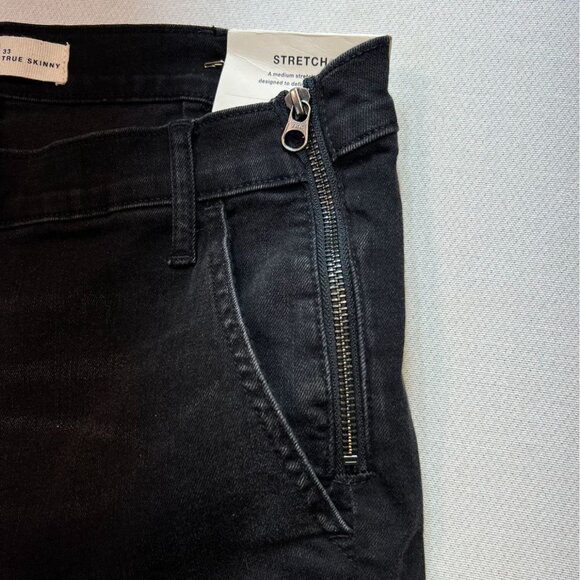 NWT Gap 1969 Womens True Skinny Jeans Sze 33 Black Denim  Mid Rise Ankle Lace Up - Picture 7 of 11